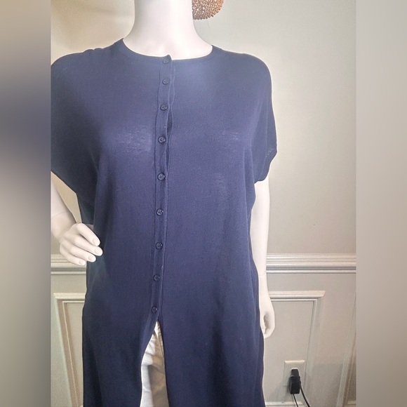 Women’s Lafayette 148 Crew Neck Midi Length Dress, Navy Blue, Size Large, - Picture 11 of 15